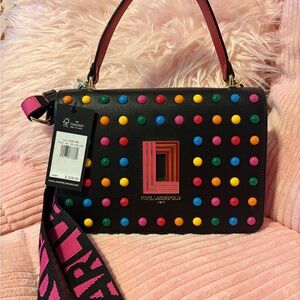 Karl Lagerfeld Black Bag with Colorful Studs